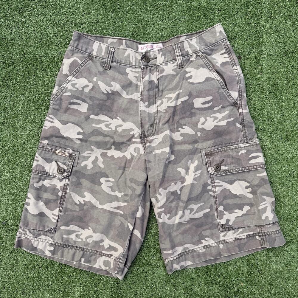 Levi Strauss Signature Y2K Men’s 29 Gray Camo Cargo Shorts 100% Cotton